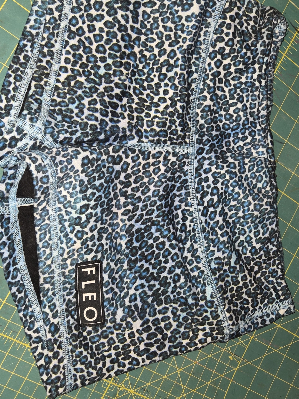 Women’s Blue Leopard FLEO Shorts - Picture 2 of 2